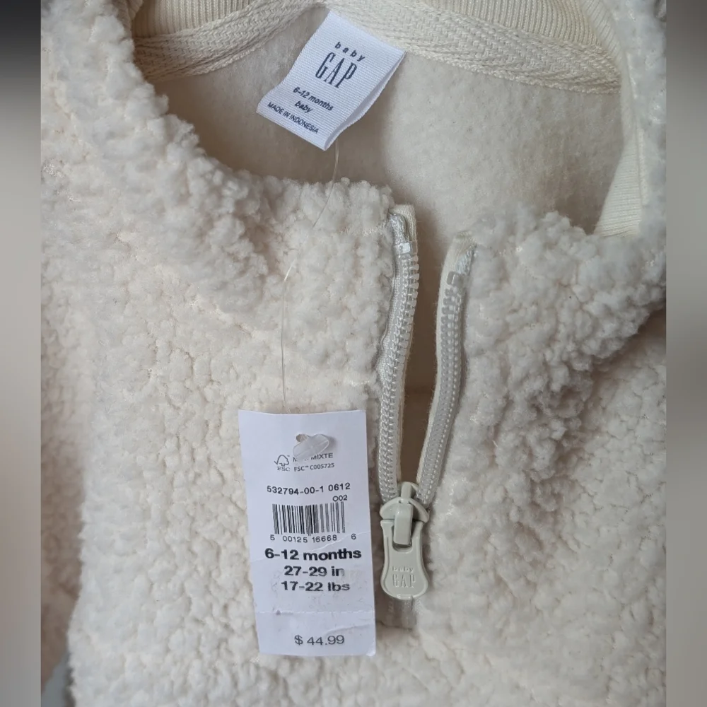 BABY GAP Sherpa Sweater Quarter-Zip Pull Over Soft Fall Winter Faux Shearling